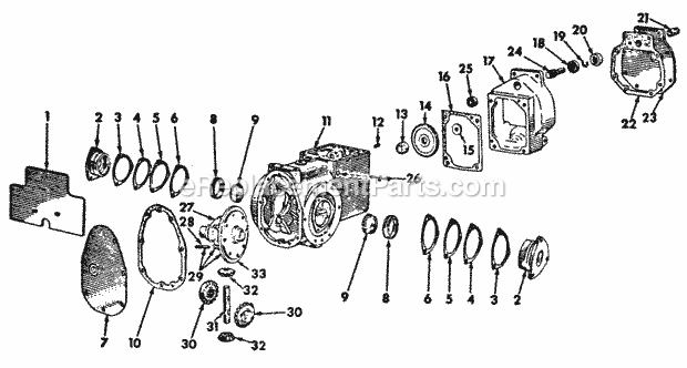 Transmission Case Differential & Reduction Ho Diagram and Parts List for 1604 2050598U, 144-582-399, 145-582-399, 142-582-3 Cub Cadet Lawn Tractor